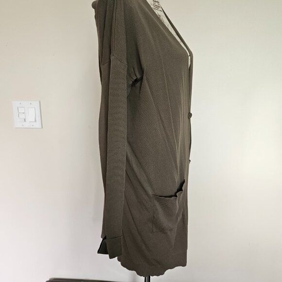 Khaki long cardigan/duster - Picture 4 of 12